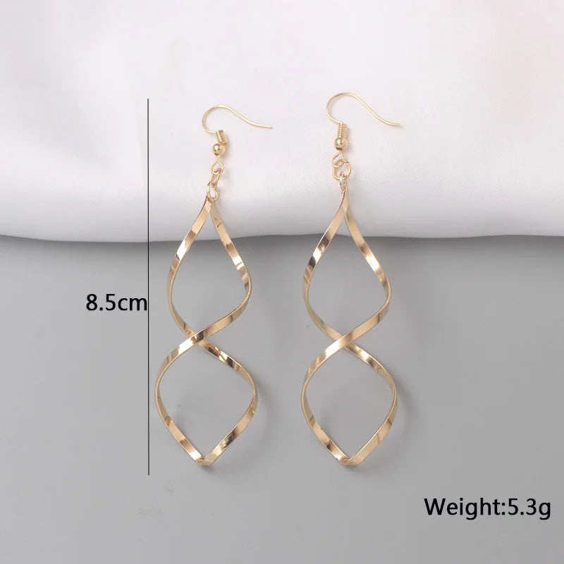 Gold Color Metal Drop Earrings Irregular Hollow Heart Pendants Earrings Twisted Geometric Personality Earrings for Women