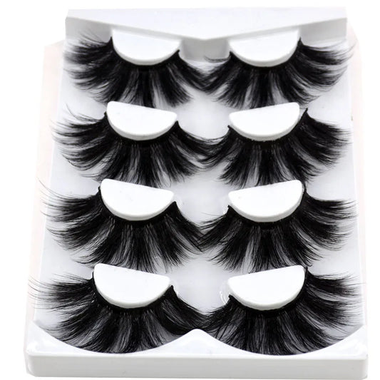 2021 NEW 4 Pairs 3D Mink Hair False Eyelashes Criss-cross Wispy Cross Fluffy 25mm Lashes Extension Handmade Eye Makeup Tools