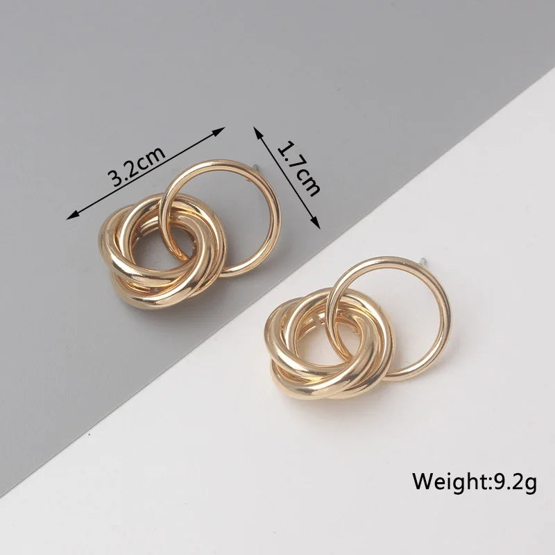 Gold Color Metal Drop Earrings Irregular Hollow Heart Pendants Earrings Twisted Geometric Personality Earrings for Women