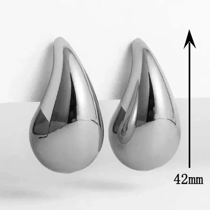 Exaggerate Big Water Drop Gold Plated Metal Oversize Dupes Thick Drop Earrings Lightweight Stainless Steel Jewelry Holiday Gift