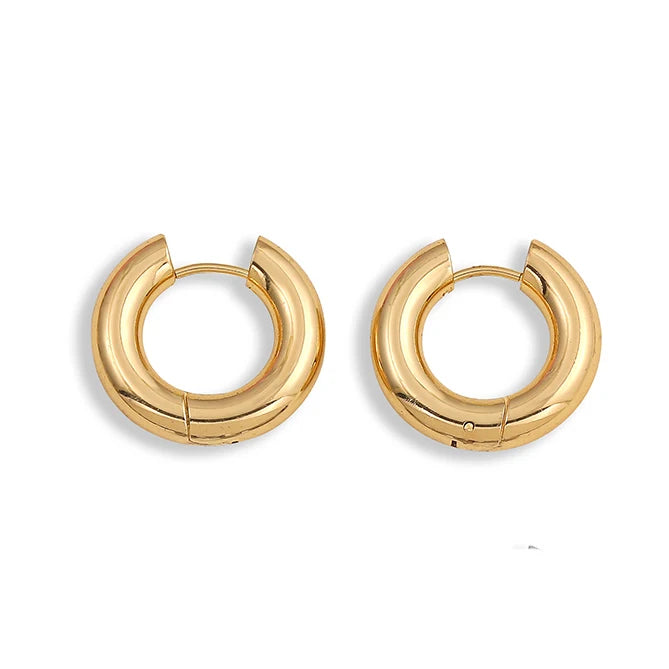 Fashion CZ Zircon Round Huggie Hoop Earrings for Women Geometric U Shape Ear Buckle Hoops Gold Plated Stainless Steel Jewelry