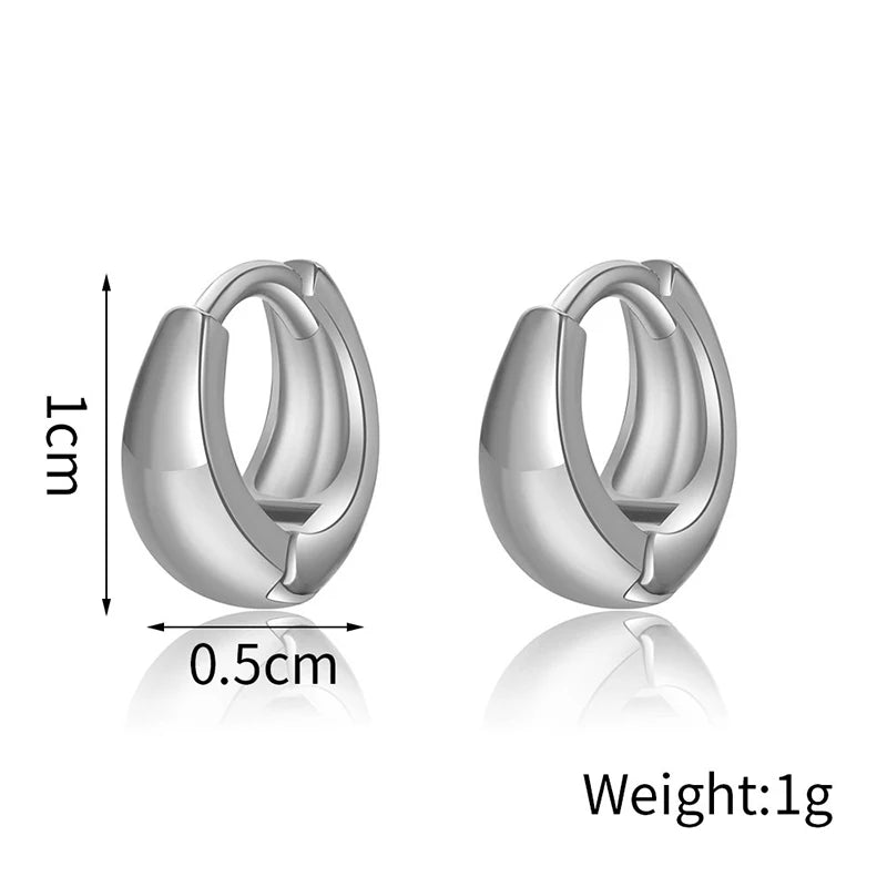 Stainless Steel 1 Pair Minimalist Huggie Hoop Earrings For Women Gold Color Tiny Round Circle 6/10/12mm Punk Unisex Rock Earring