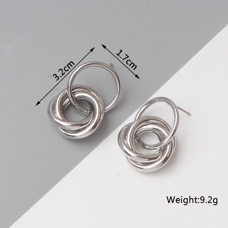 Gold Color Metal Drop Earrings Irregular Hollow Heart Pendants Earrings Twisted Geometric Personality Earrings for Women