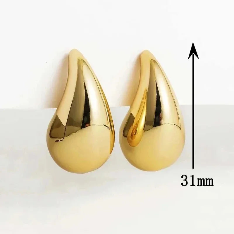 Exaggerate Big Water Drop Gold Plated Metal Oversize Dupes Thick Drop Earrings Lightweight Stainless Steel Jewelry Holiday Gift