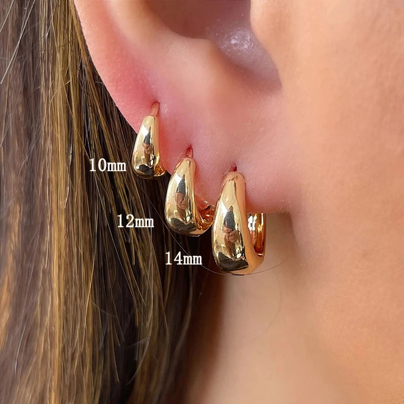 Stainless Steel 1 Pair Minimalist Huggie Hoop Earrings For Women Gold Color Tiny Round Circle 6/10/12mm Punk Unisex Rock Earring